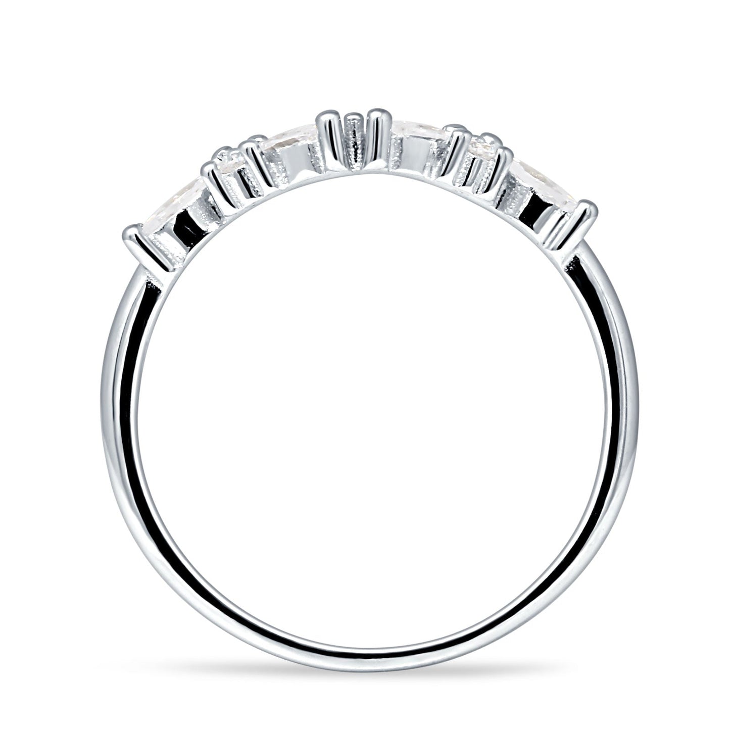 Contour Curved Wedding Band Marquise Cubic Zirconia