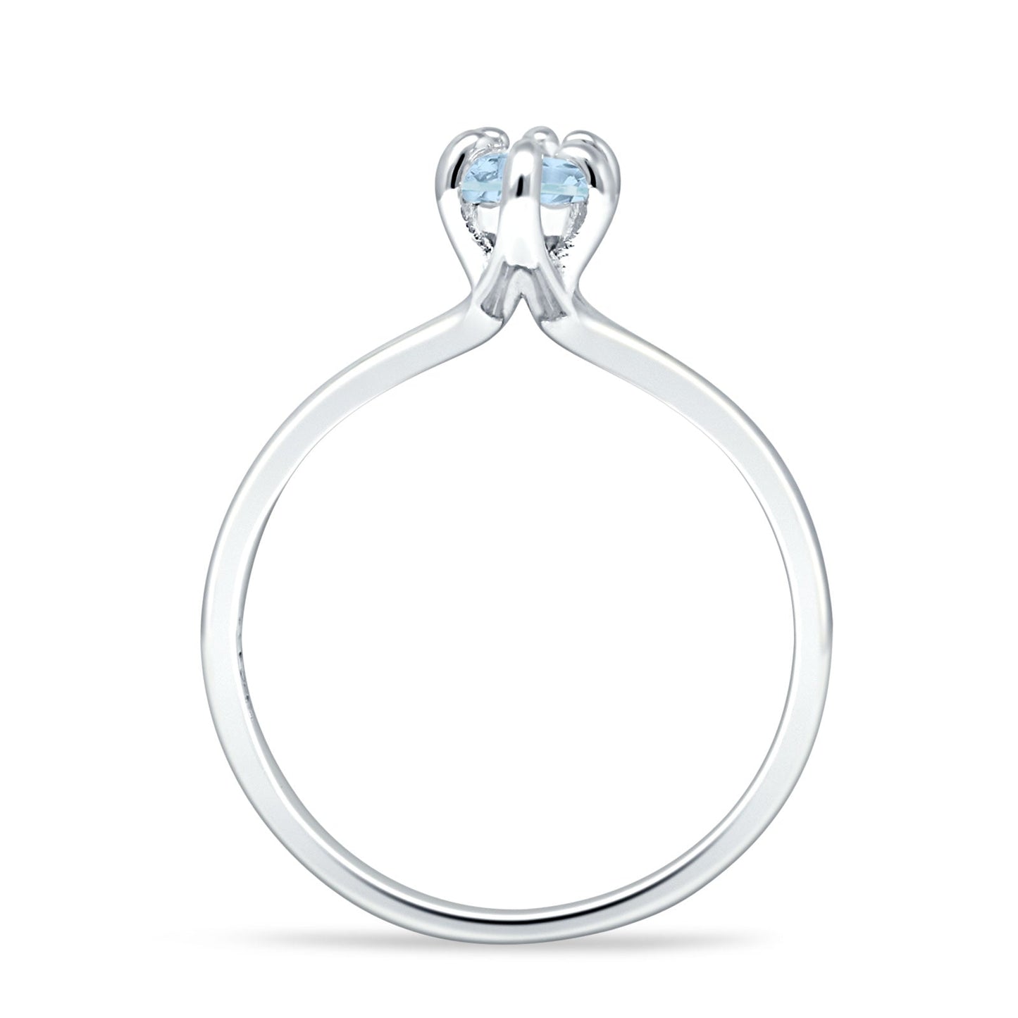 Marquise 6X12 Solitaire Ring Aquamarine CZ