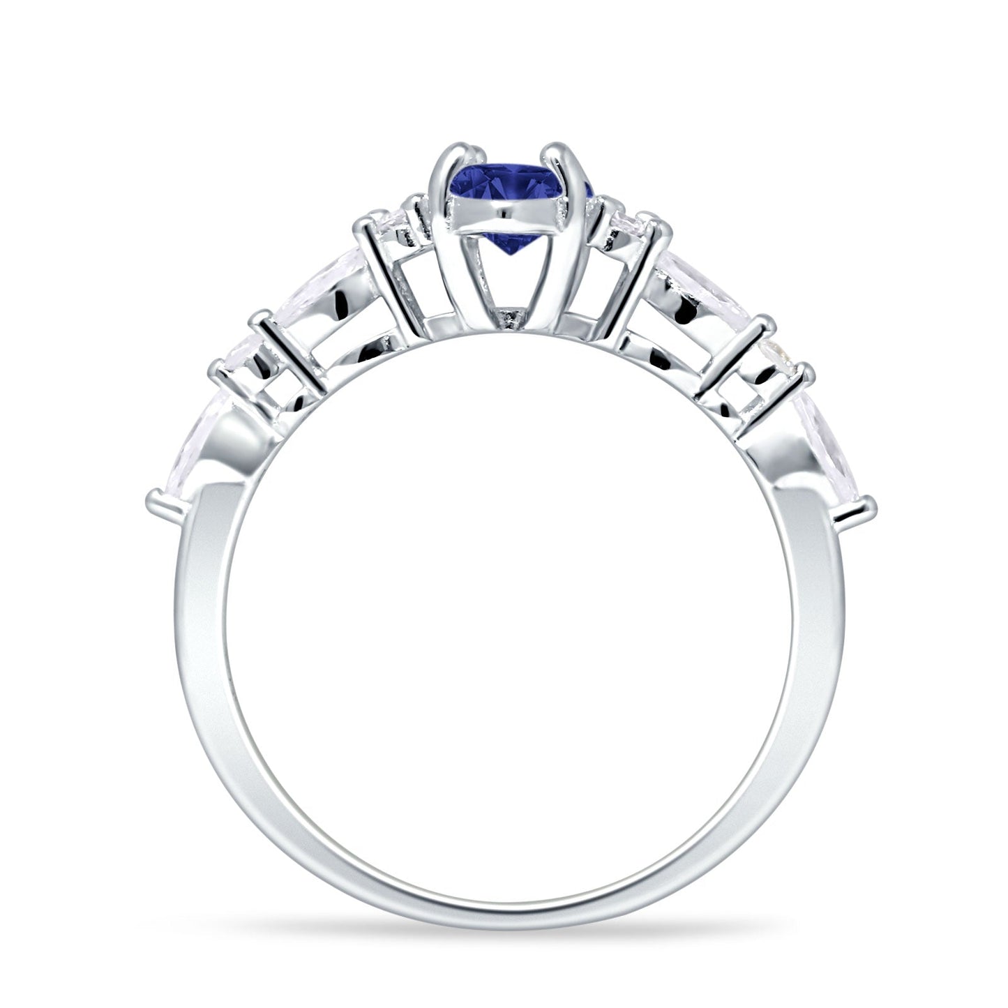 Art Deco Marquise Vintage Style Blue Sapphire CZ Ring