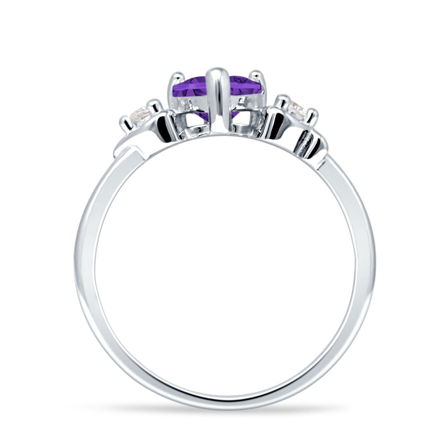 Three Stone Heart Promise Ring Amethyst CZ Wholesale