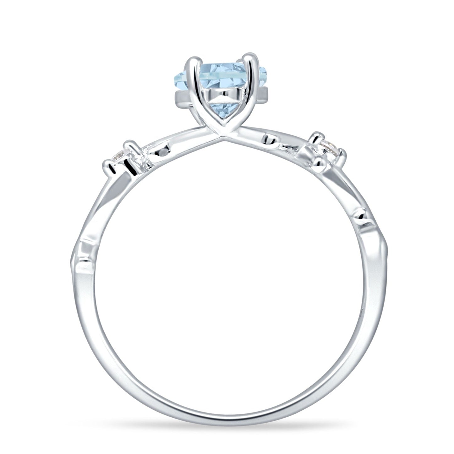 Marquise Split Shank Infinity Twisted Ring Aquamarine CZ