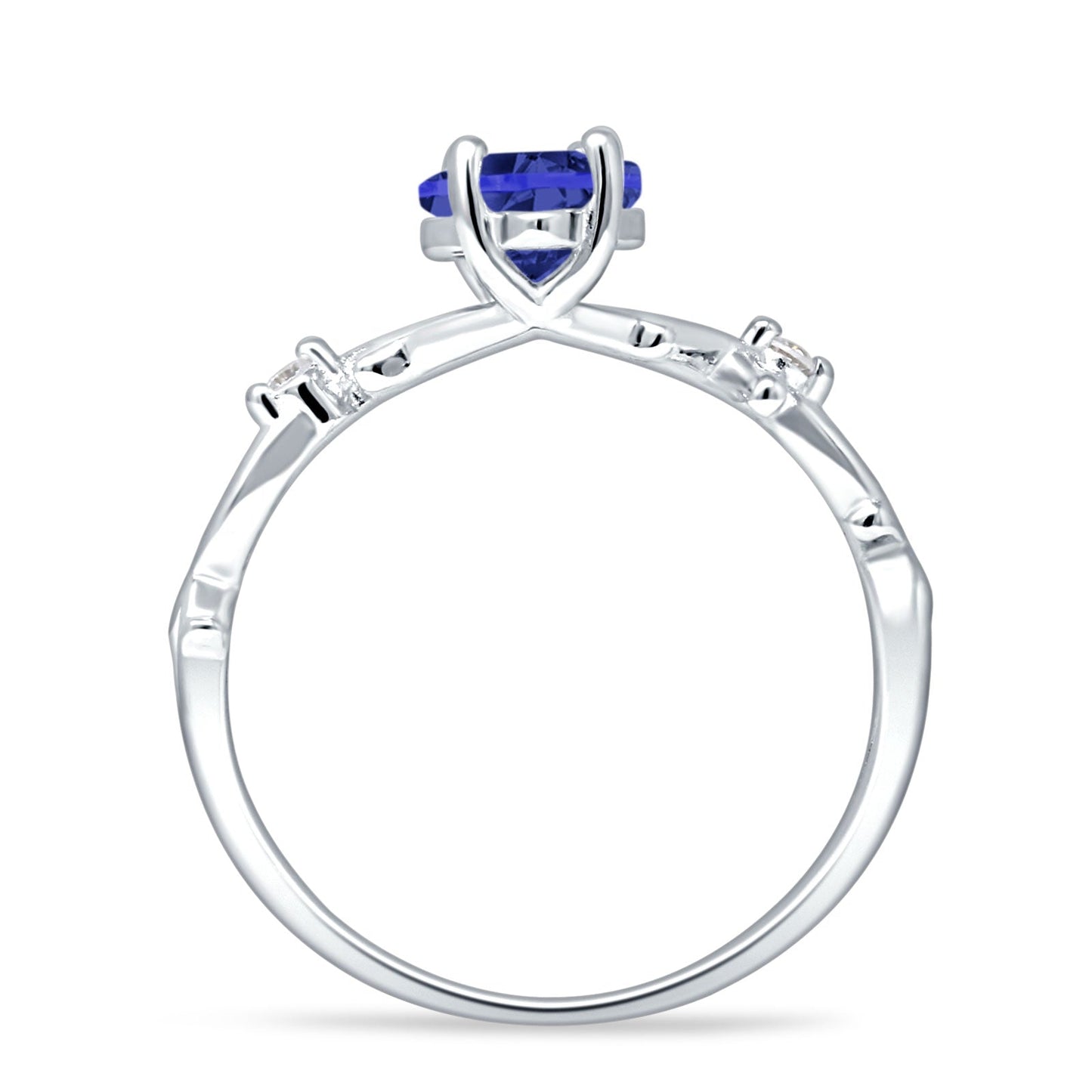 Marquise Split Shank Infinity Twisted Ring Blue Sapphire CZ