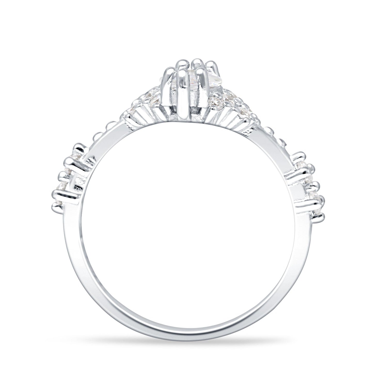 Marquise Halo Beaded Ring Cubic Zirconia