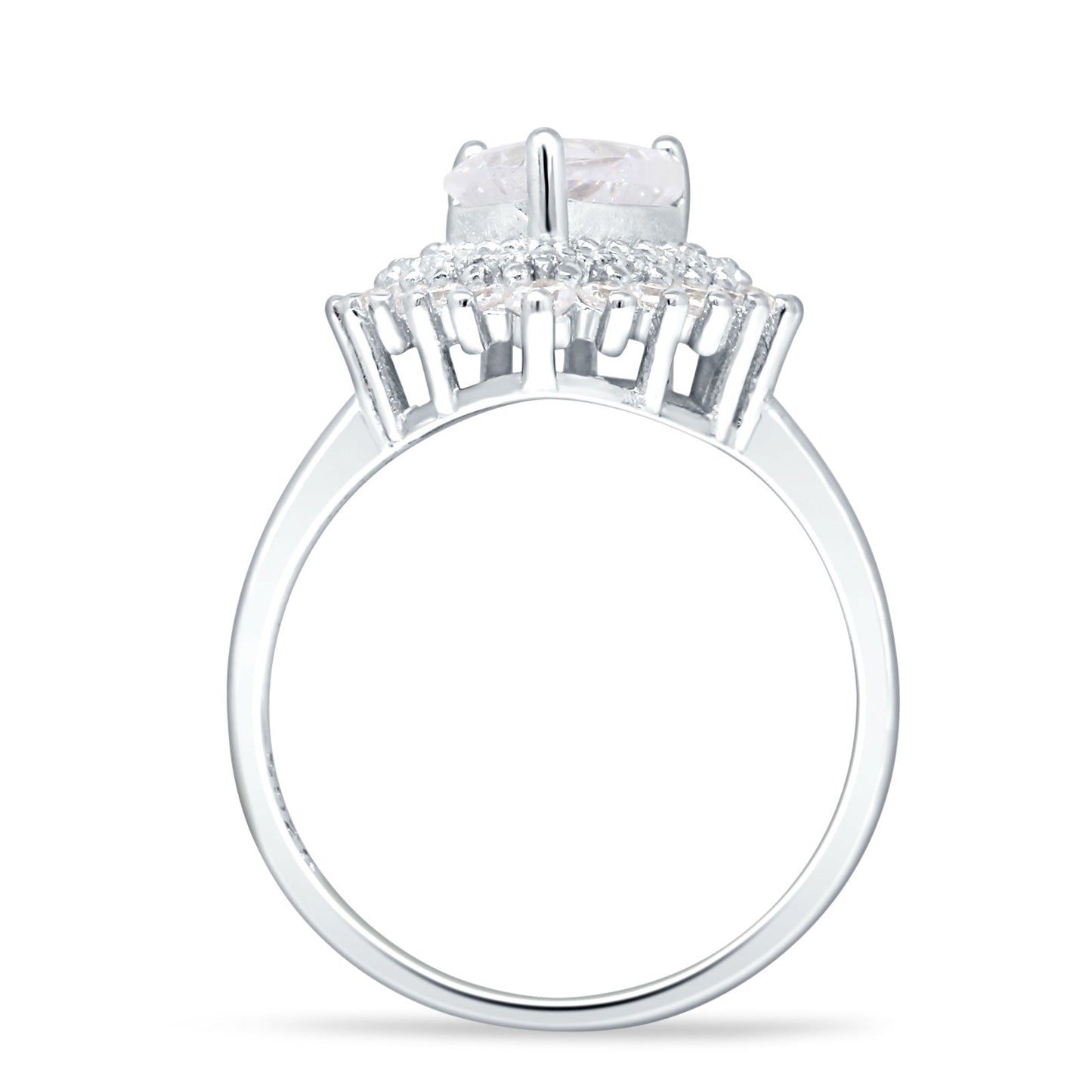 Heart Halo Cubic Zirconia Bridal Promise Ring