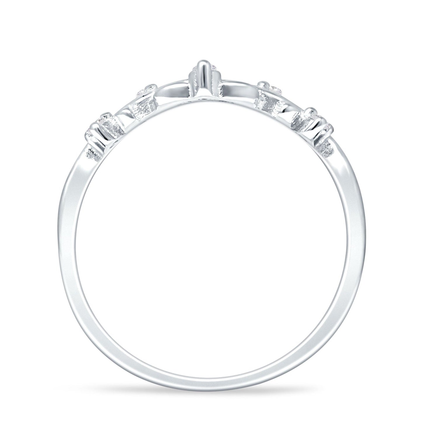 Curved Contour Leaves Band Cubic Zirconia