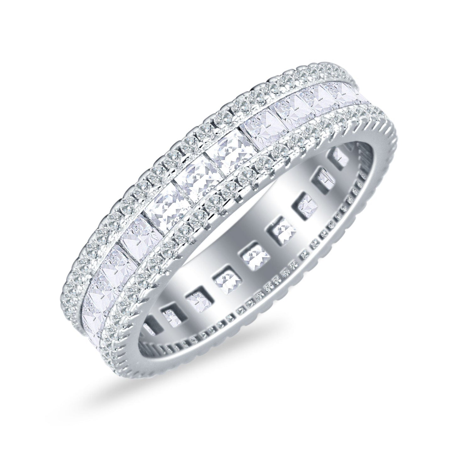 Full Eternity Band Princess Cut Cubic Zirconia