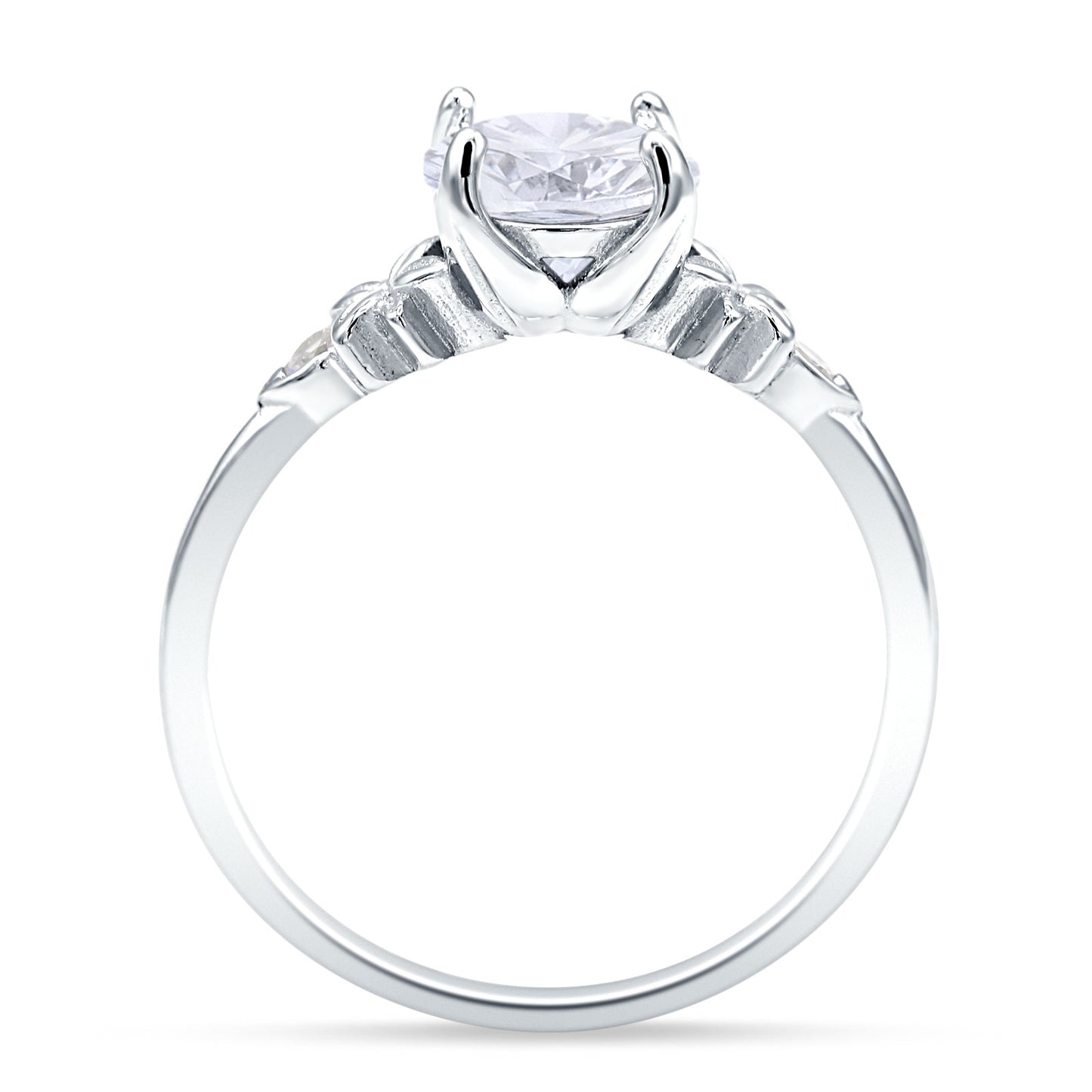 Art Deco Round Cubic Zirconia Floral Ring