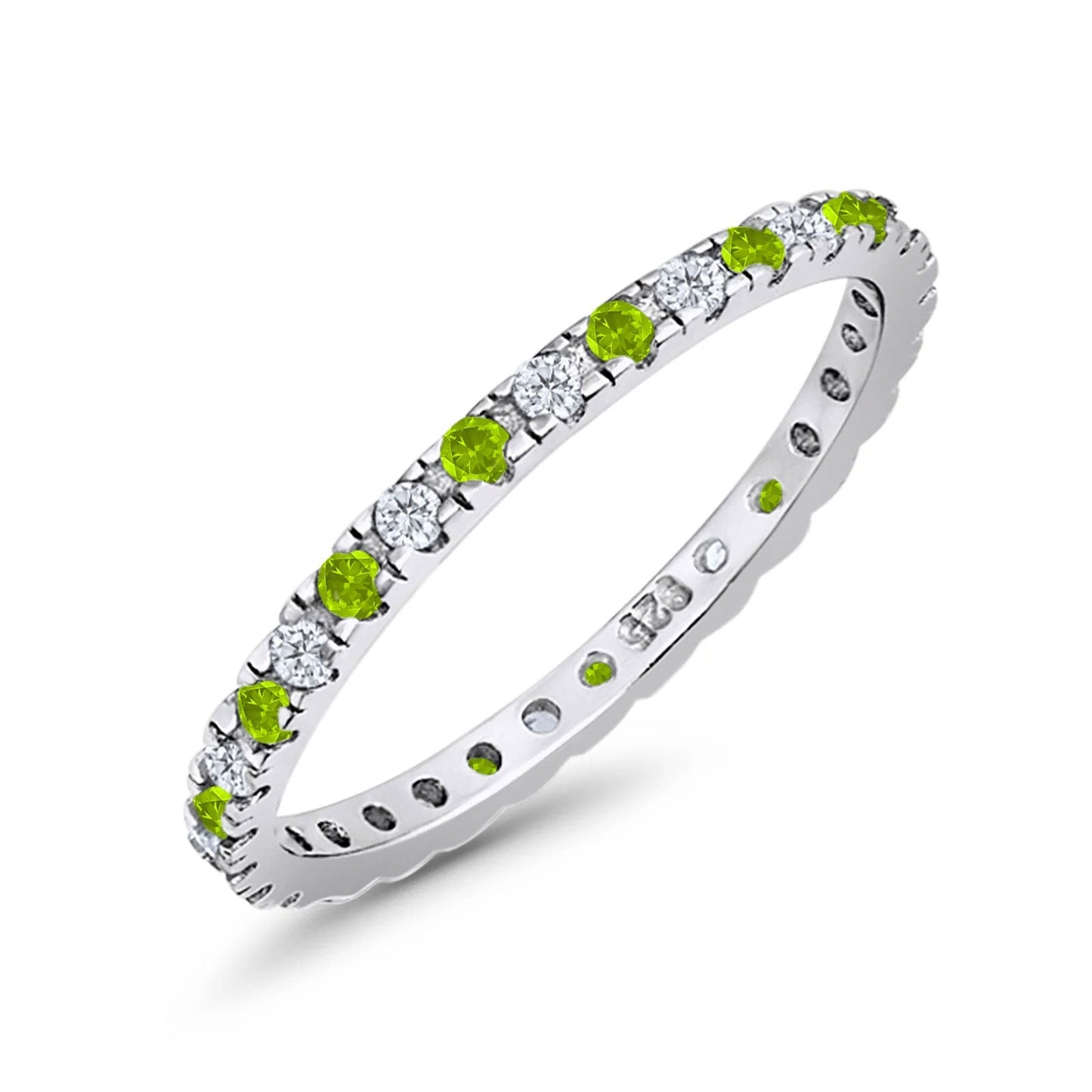 Stackable Full Eternity Ring Peridot & Cubic Zirconia