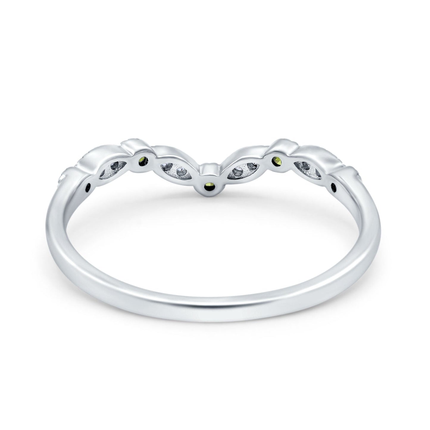 Curved Marquise Half Eternity Stackable Band Ring Simulated Peridot CZ