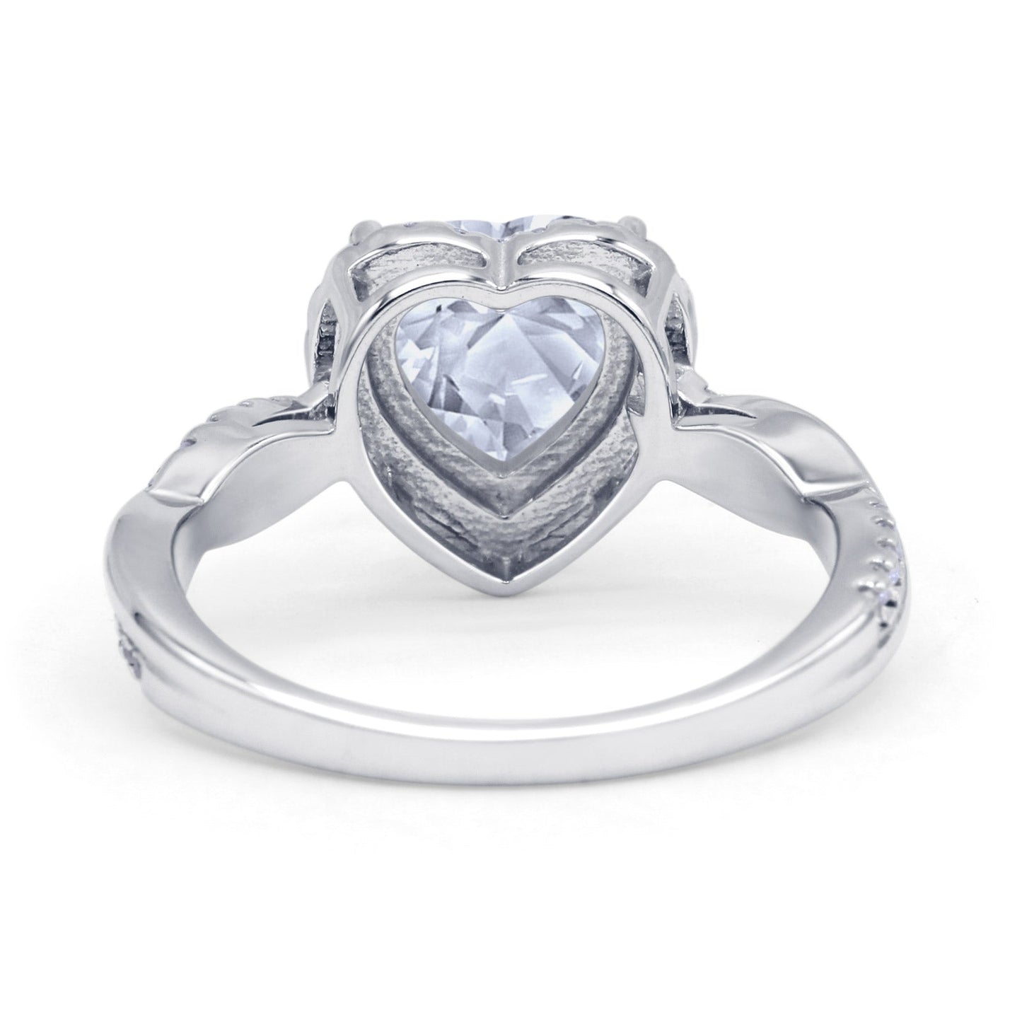 Halo Twisted Infinity Heart Engagement Ring Cubic Zirconia