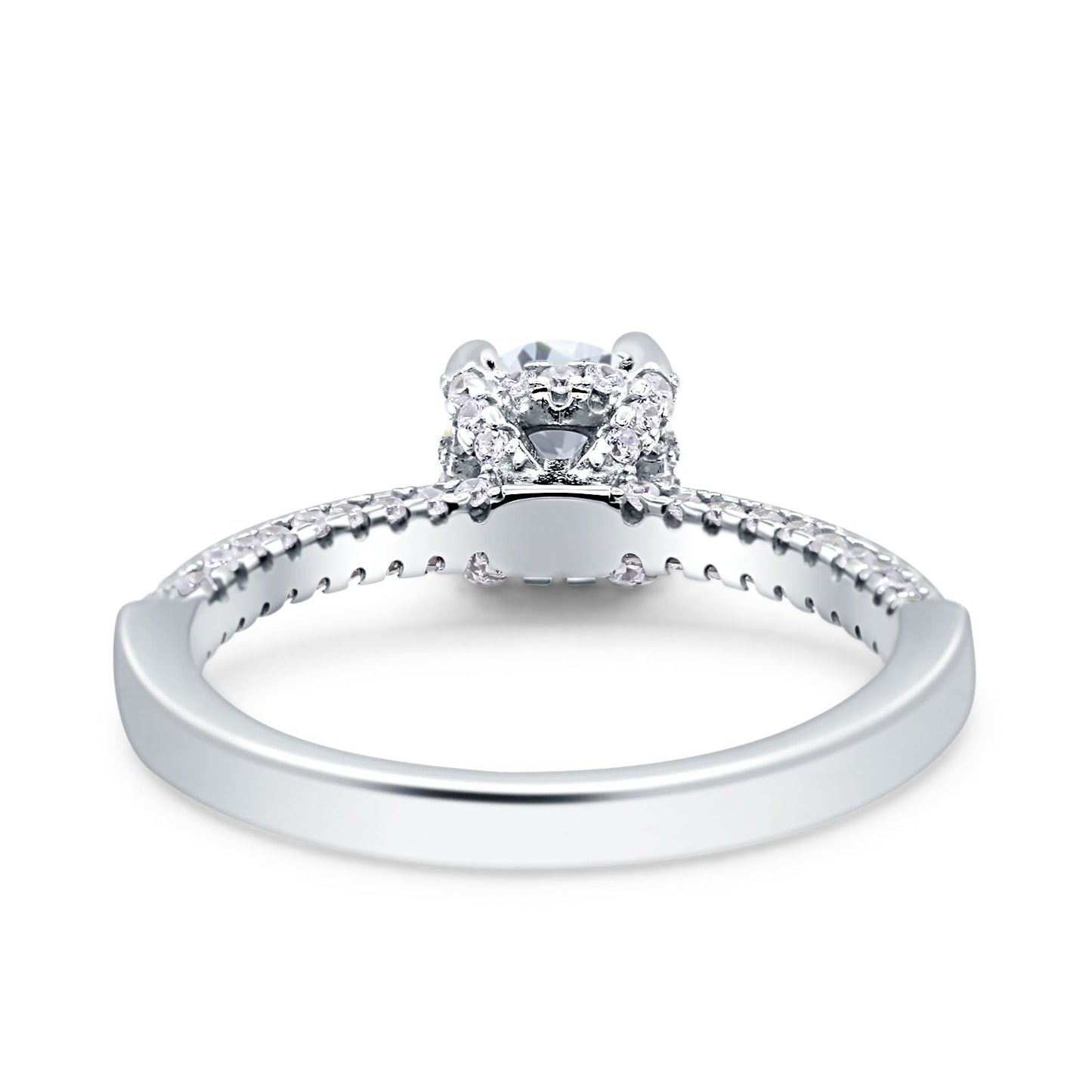 Solitaire Accent Round Simulated Cubic Zirconia Engagement Ring