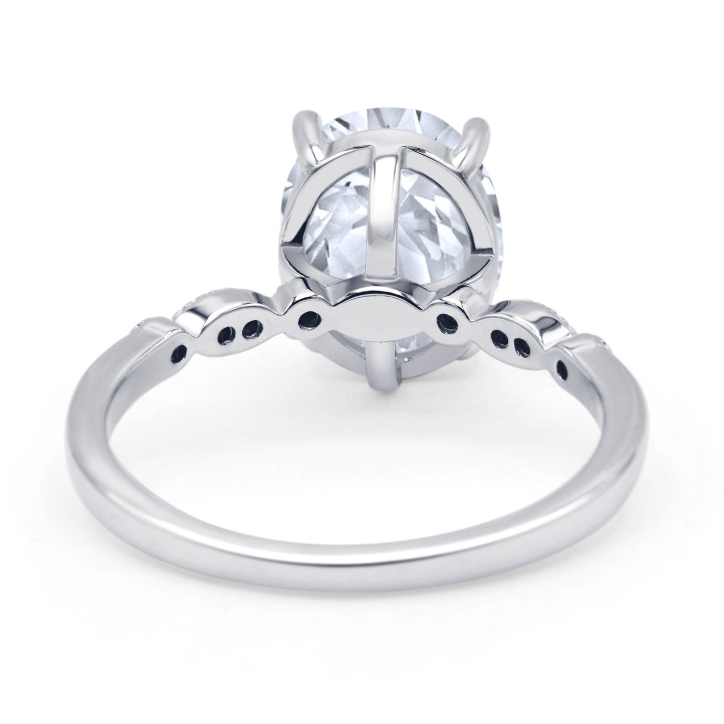 Solitaire Accent Oval Engagement Ring Cubic Zirconia