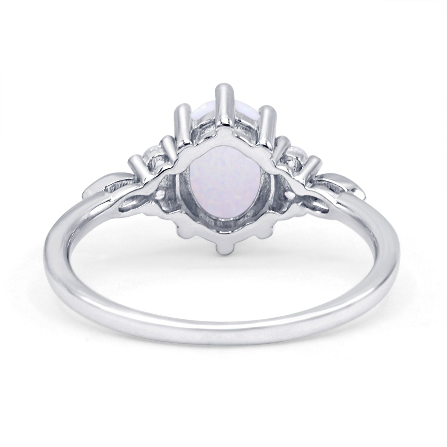 Oval Art Deco Statement Ring Lab Created White Opal