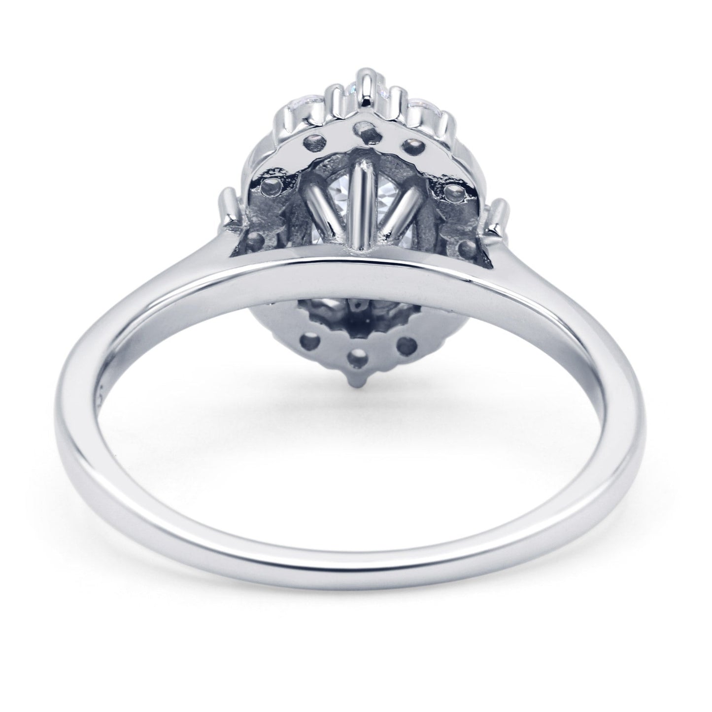 Halo Ballerina Style Oval Engagement Ring Cubic Zirconia