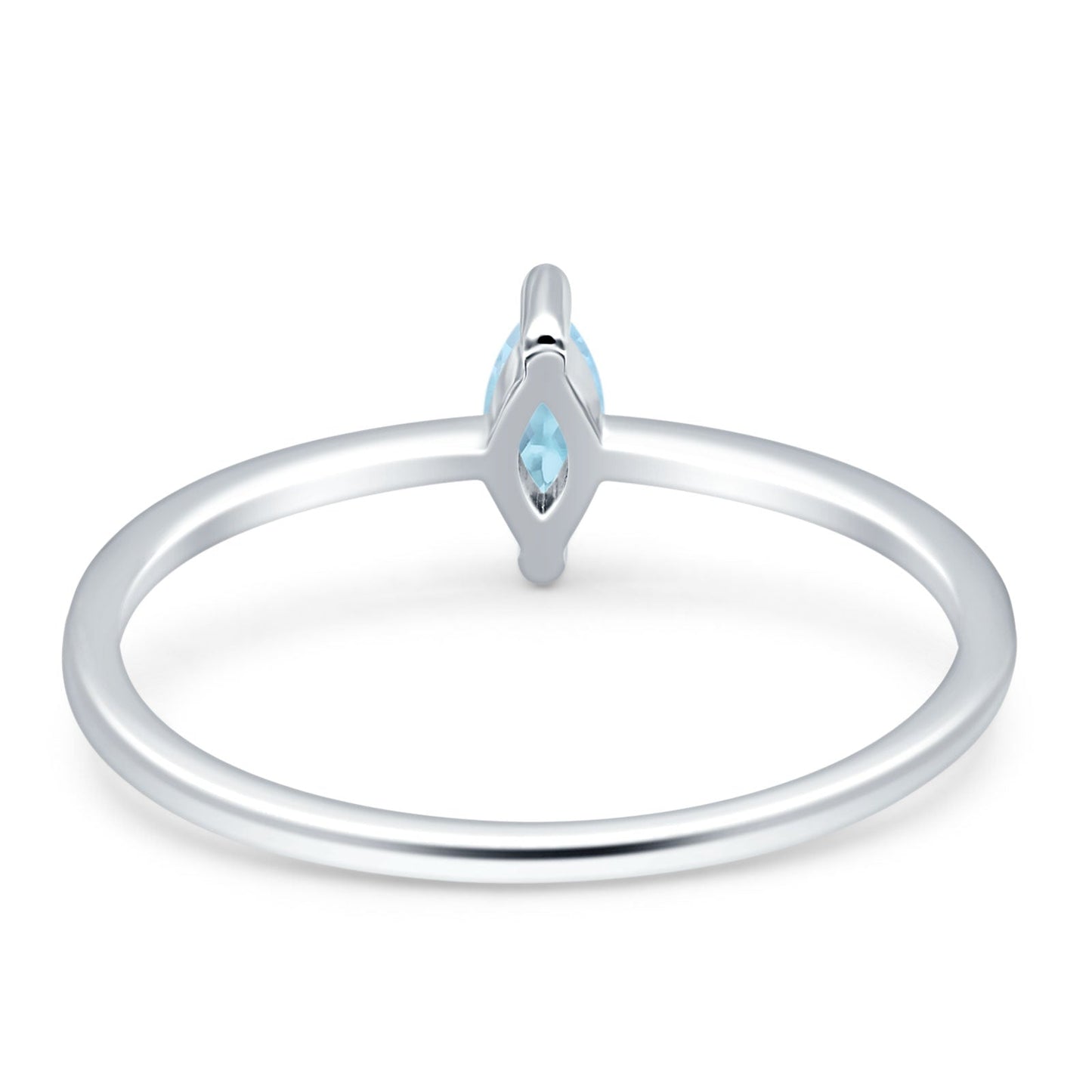 Solitaire Marquise Engagement Ring Simulated Aquamarine