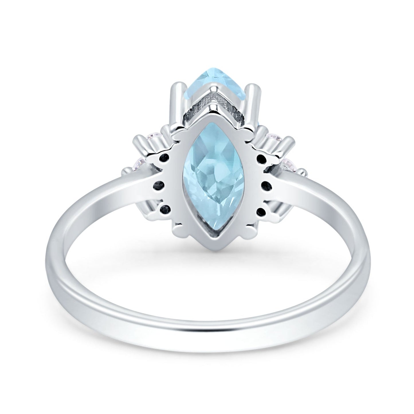 Vintage Marquise Engagement Ring Simulated Aquamarine CZ