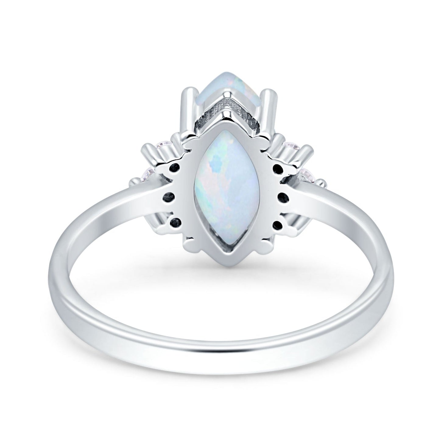 Vintage Marquise Engagement Ring Lab Created White Opal