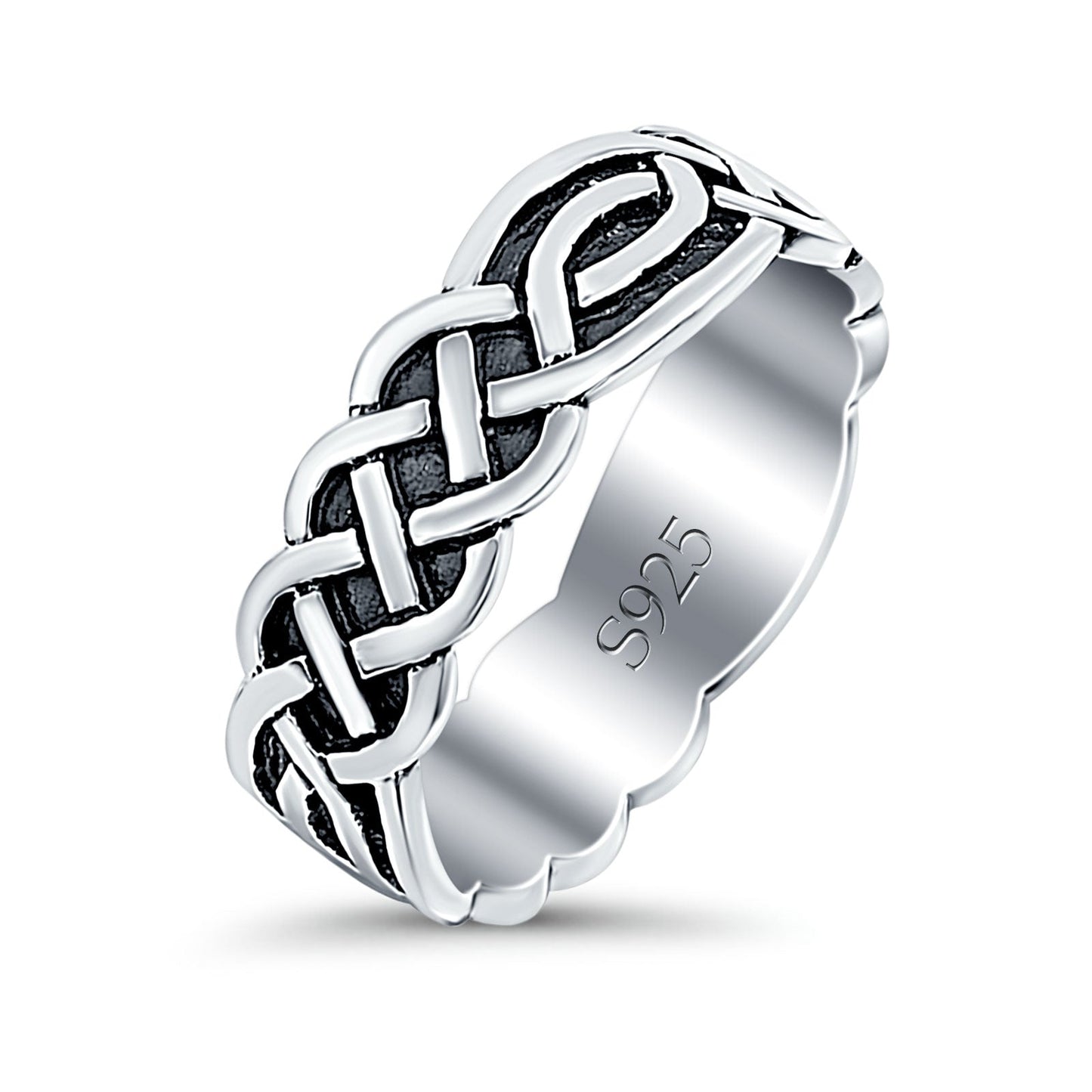 Celtic Oxidized Band Silver Thumb Ring (8mm)