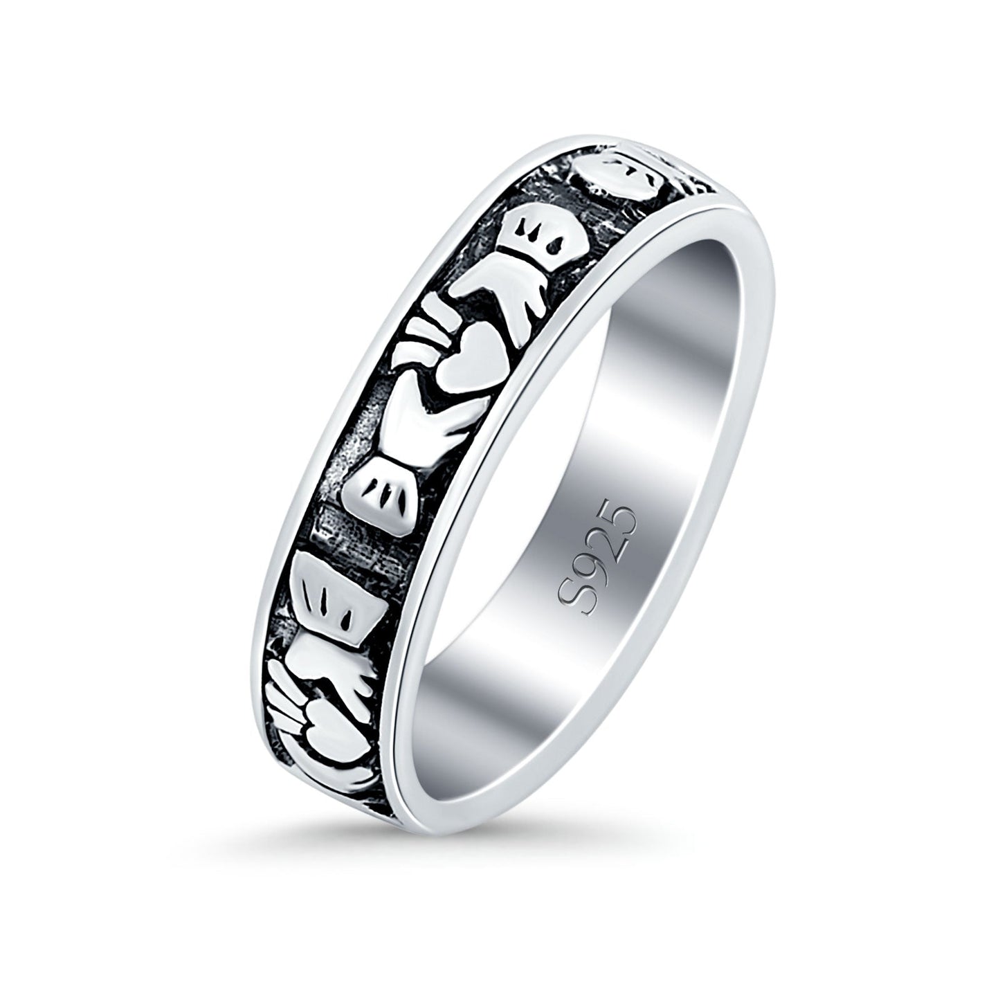 Claddagh Oxidized Band Thumb Ring (6mm)