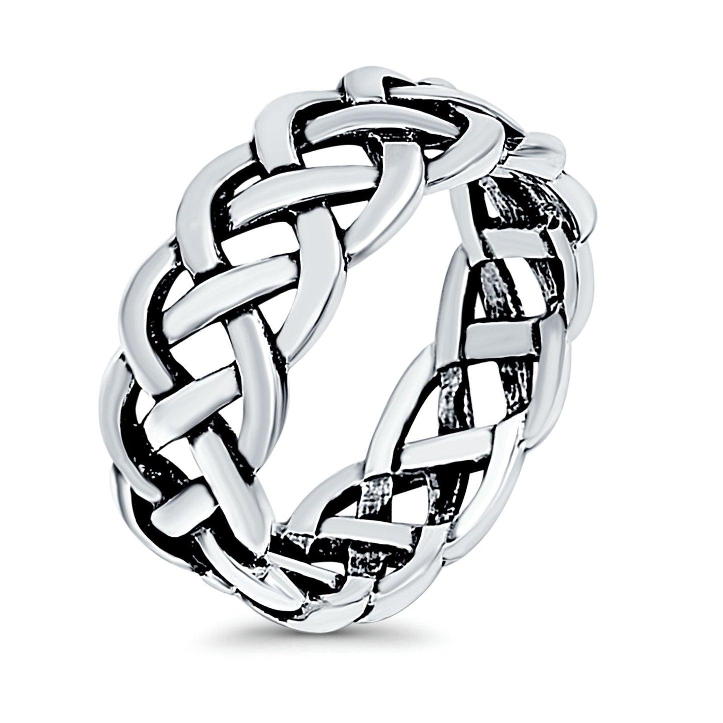 Celtic Crisscross Infinity Oxidized Band Thumb Ring (9mm)