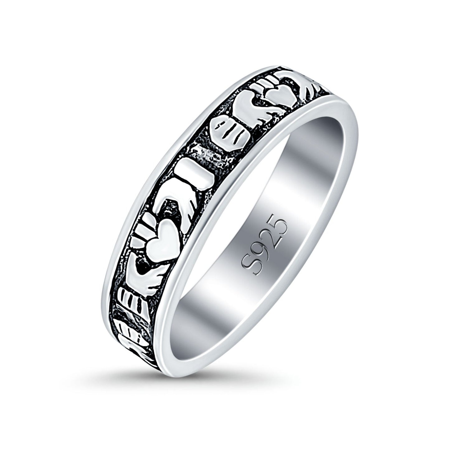 Claddagh Oxidized Band Thumb Ring (6mm)