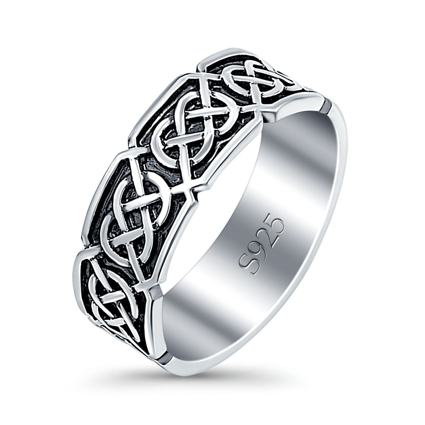 Celtic Oxidized Band Thumb Ring (7mm)