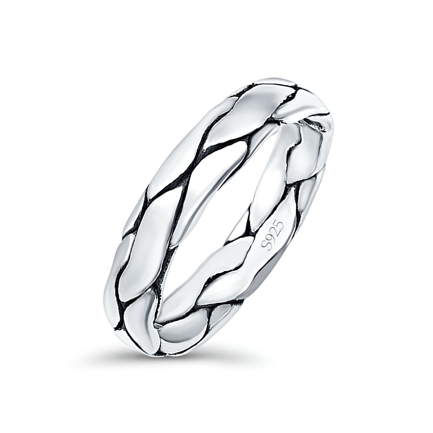 Snake Skin Band Oxidized Thumb Ring (4.5mm)