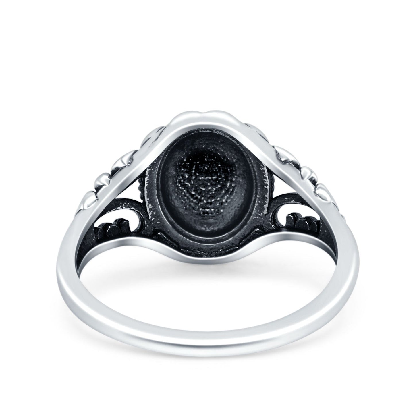 Filigree Vintage Style Oxidized Band Thumb Ring (12mm)