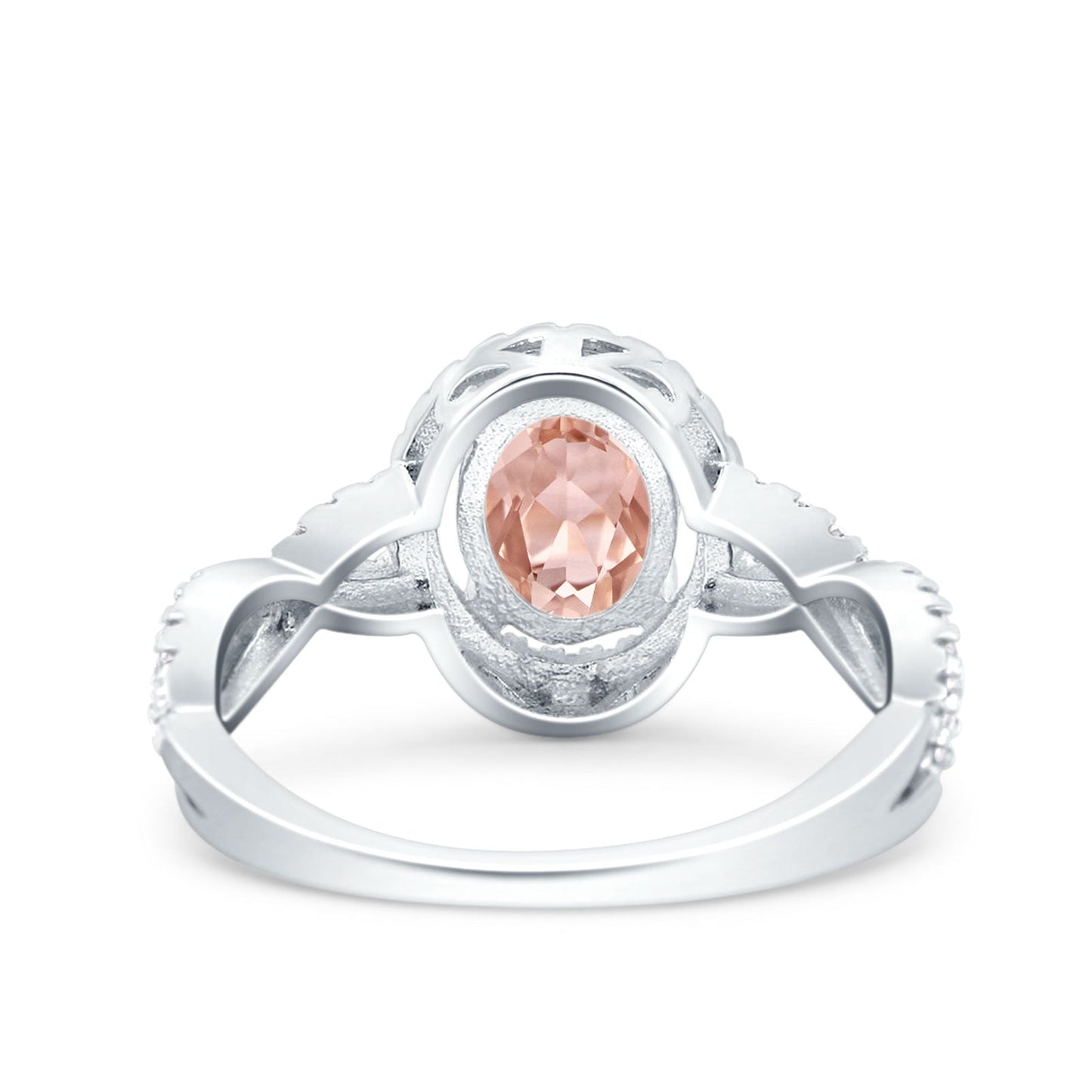 Halo Infinity Shank Oval Simulated Morganite CZ Ring