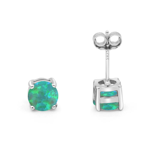 Solitaire Push Back Stud Earring Lab Created Green Opal Wholesale