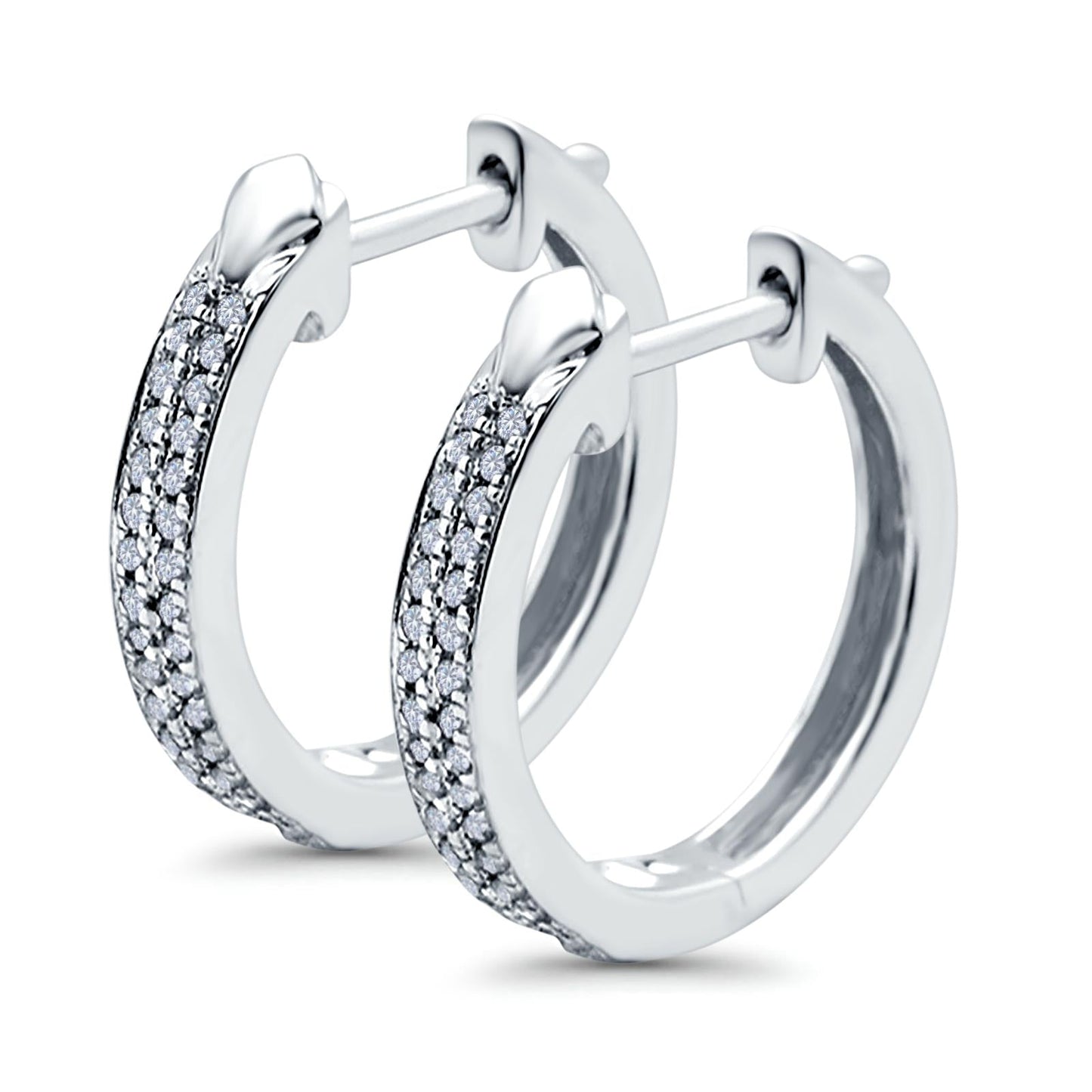 Half Eternity Hoop Earrings Round Simulated CZ (14mm)