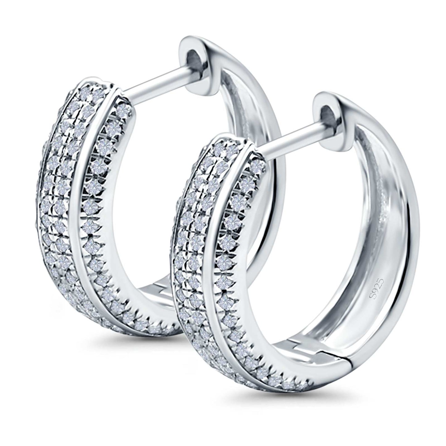 Half Eternity Hoop Earrings Round Simulated CZ (14mm)