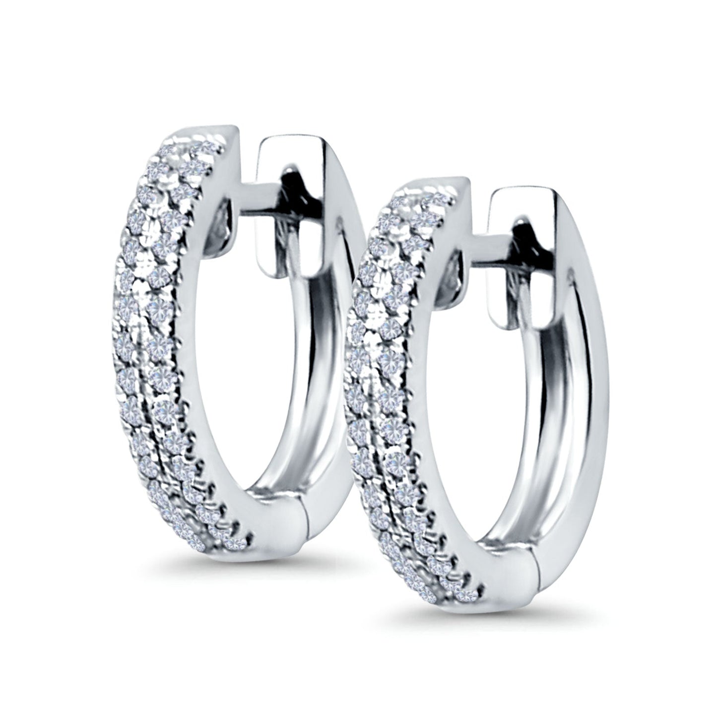 Half Eternity Hoop Earrings Round Simulated CZ (14mm)