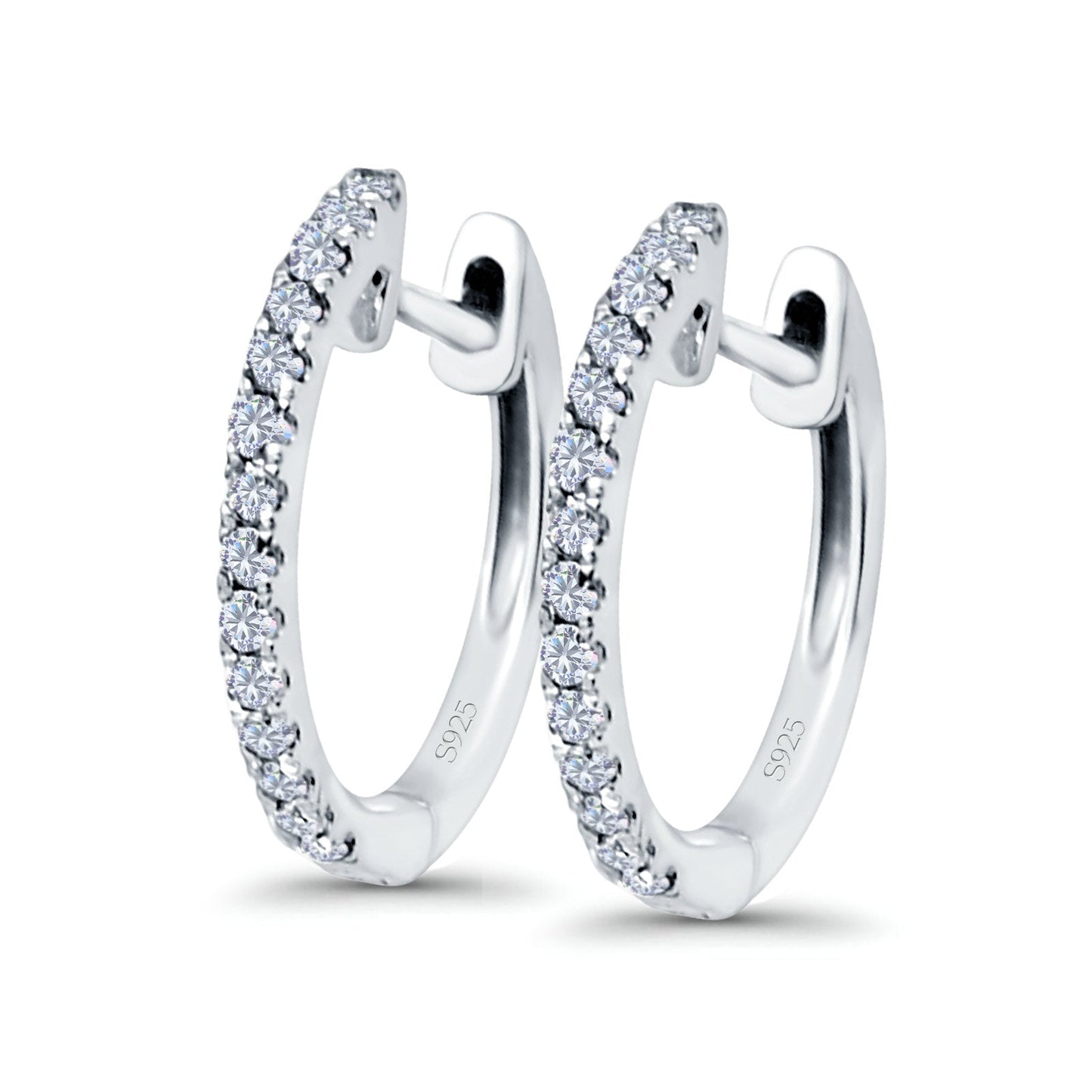 Hoop Earrings Half Eternity Round Simulated CZ (14mm)