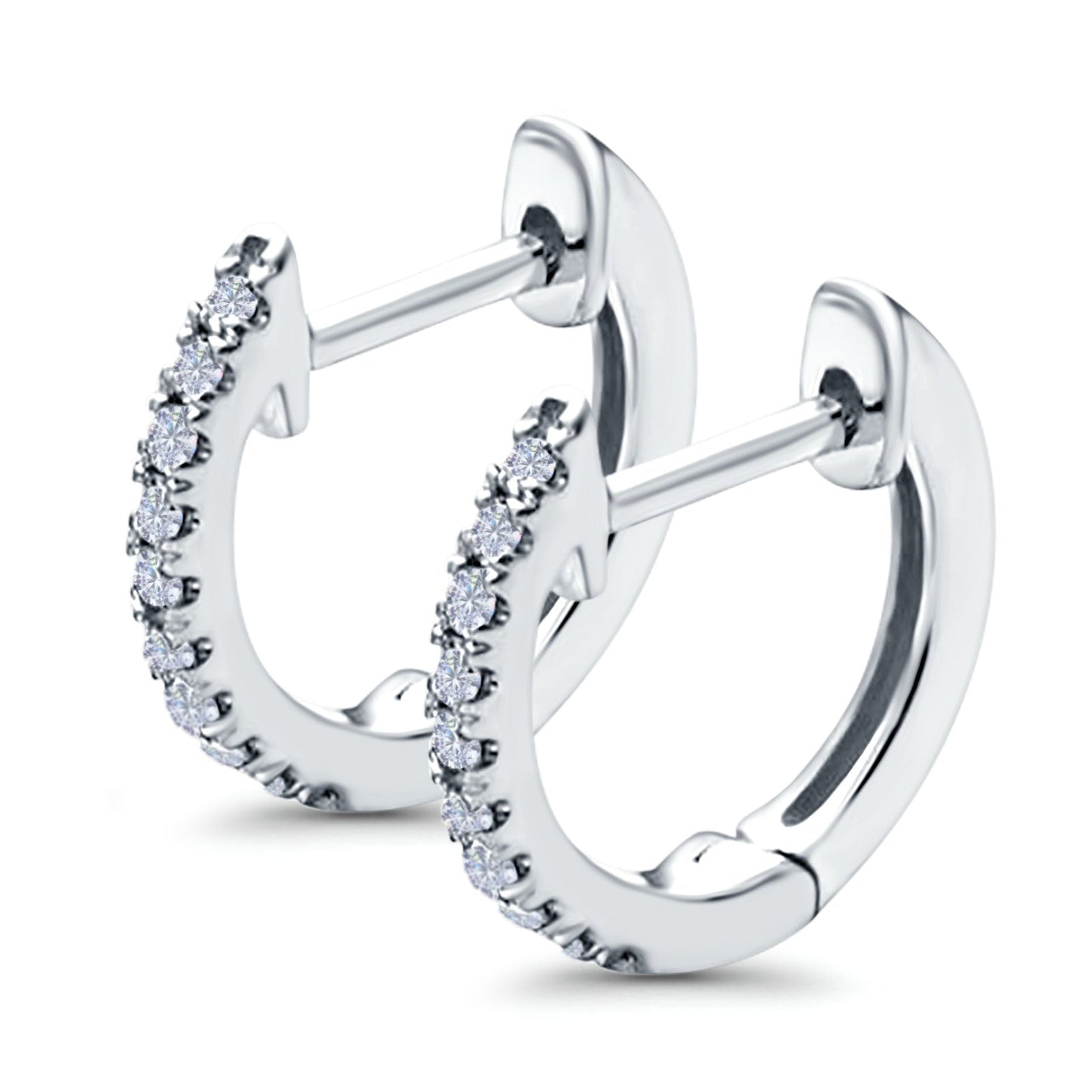 Half Eternity Hoop Earrings Round Simulated CZ (14mm)