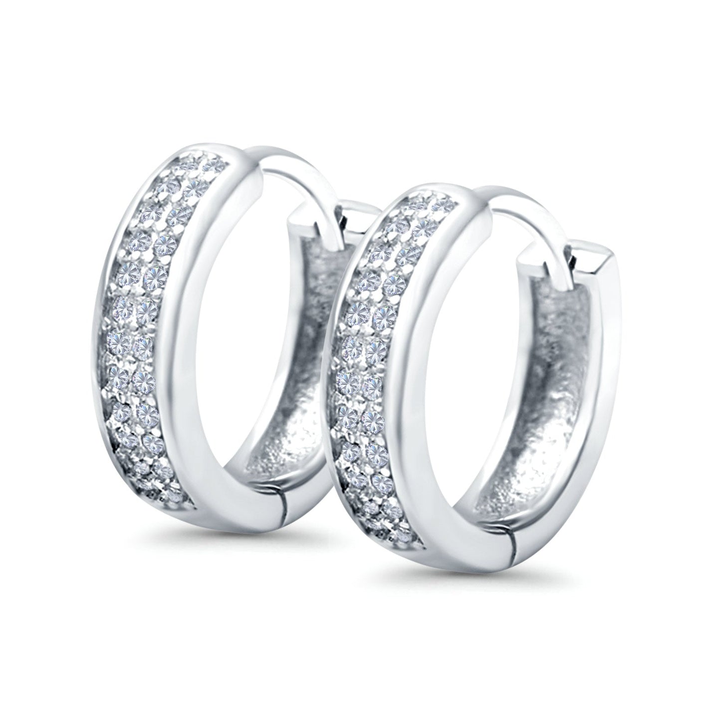 Half Eternity Hoop Earrings Round Simulated CZ (14mm)