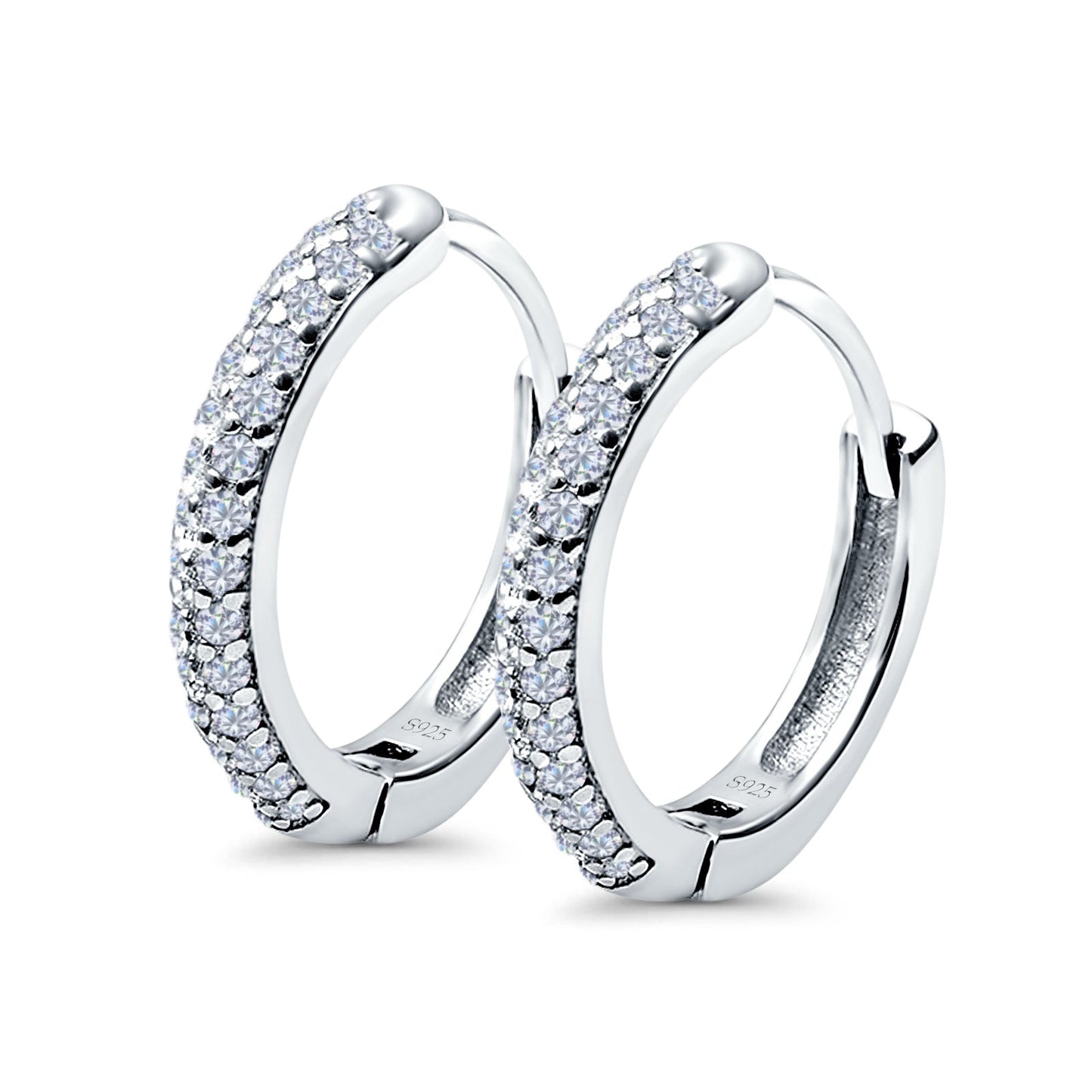 Half Eternity Hoop Earrings Round Simulated CZ (14mm)