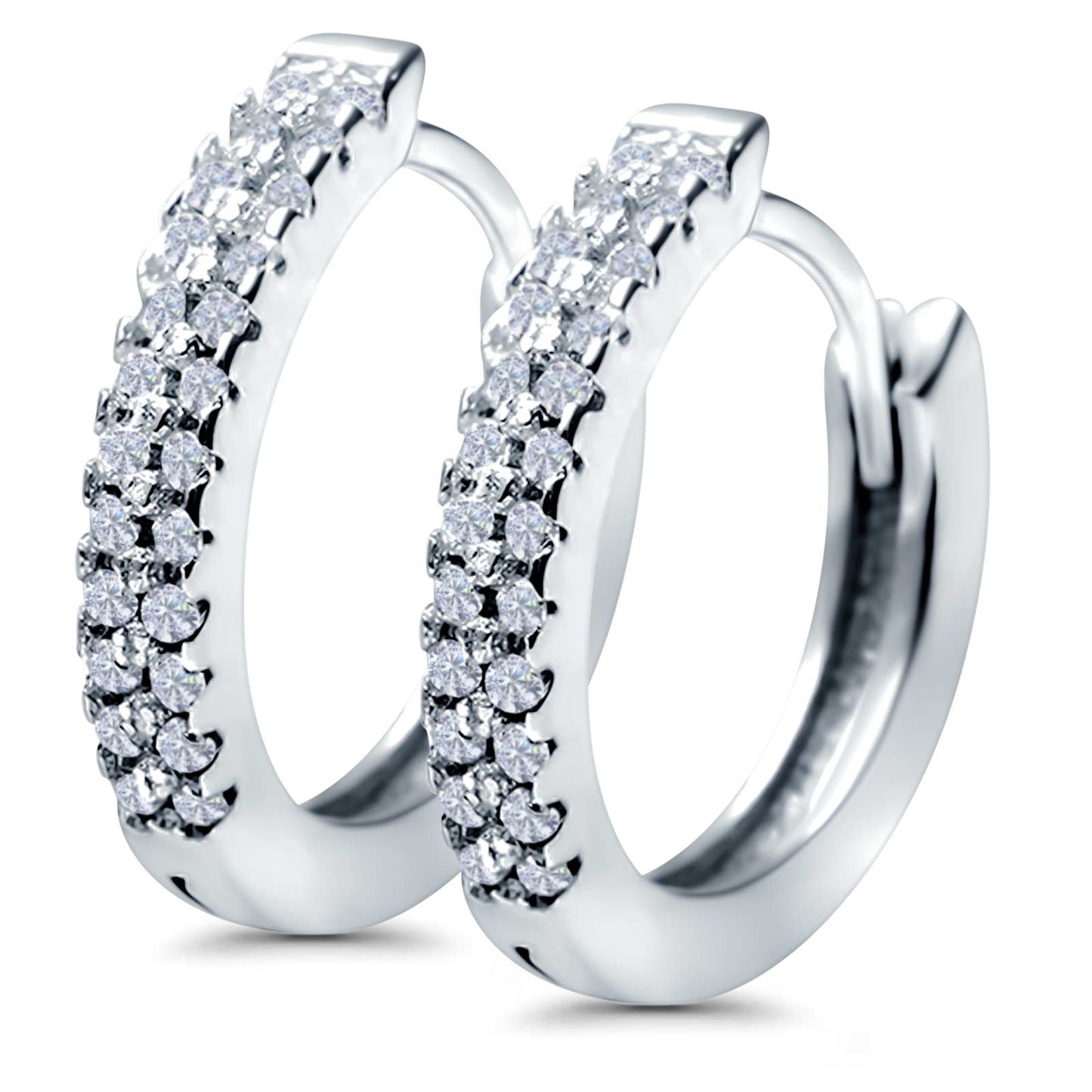 Half Eternity Hoop Earrings Round Simulated CZ (14mm)