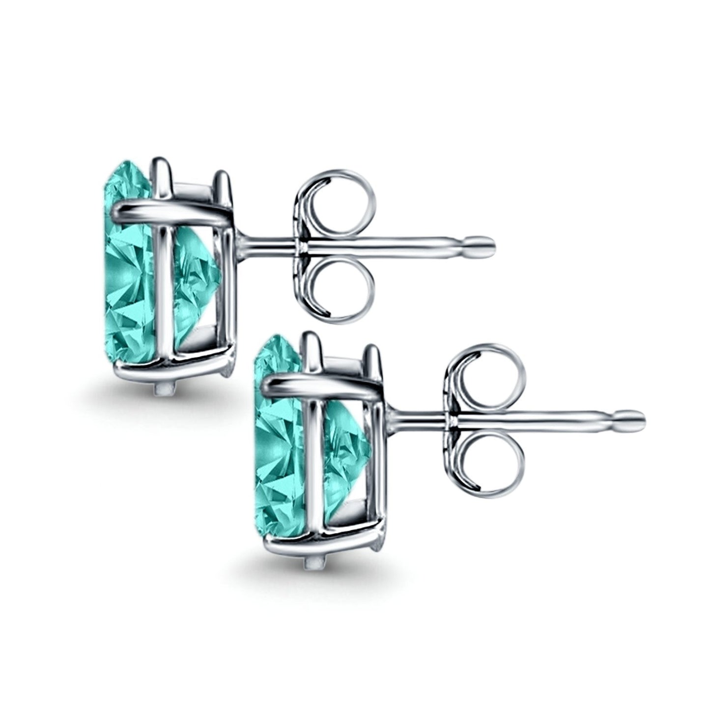 Art Deco Oval Wedding Bridal Solitaire Stud Earrings Simulated Paraiba Tourmaline CZ