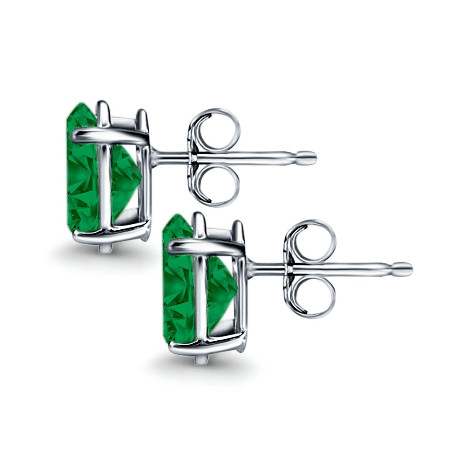 Art Deco Oval Wedding Bridal Solitaire Simulated Green Emerald CZ Stud Earrings