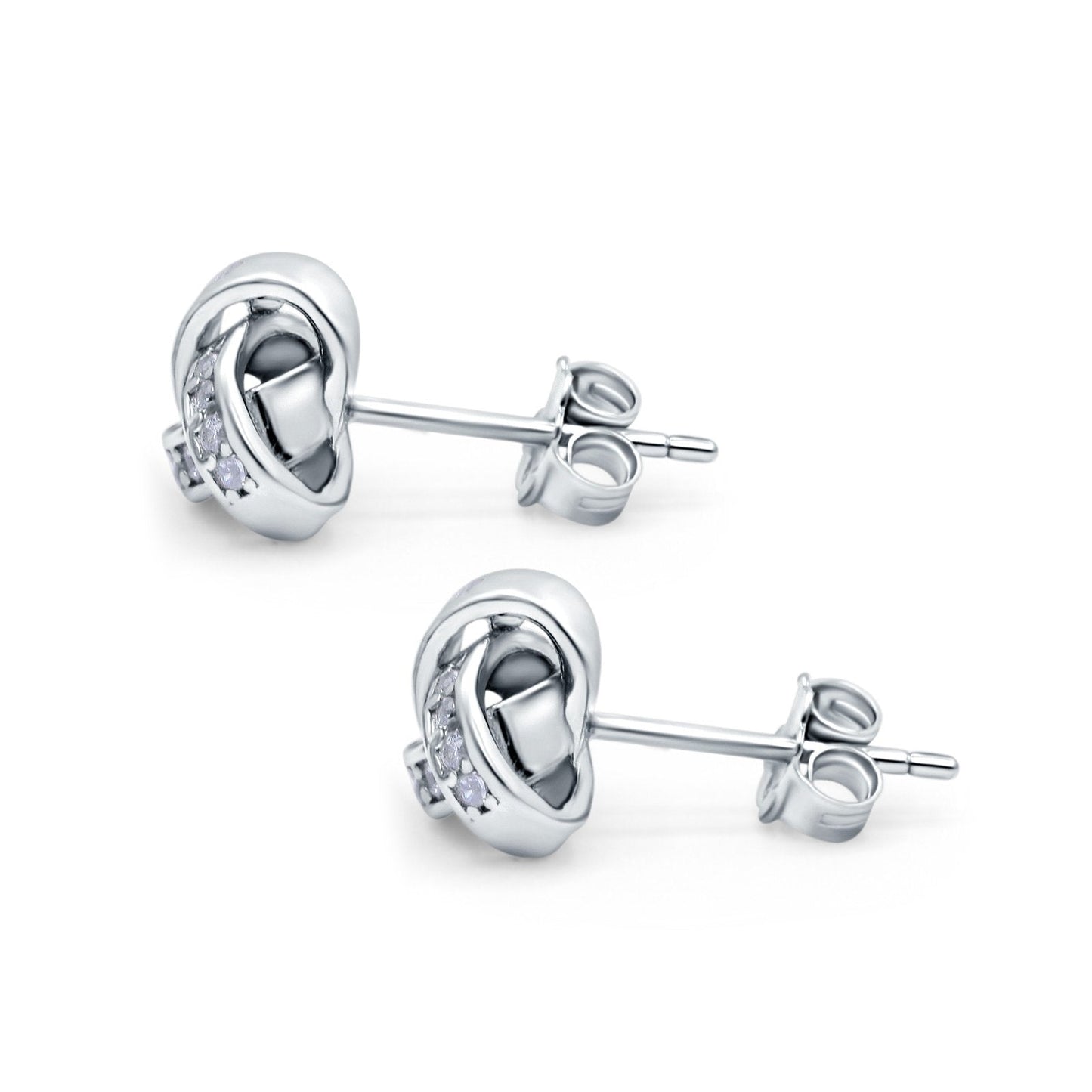 Stud Earrings Round Simulated CZ (8mm)