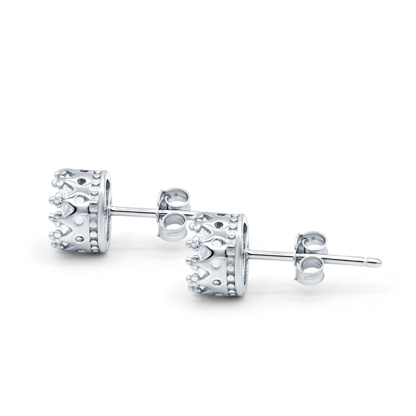 Round Simulated Cubic Zirconia Wedding Engagement Bridal Stud Earrings