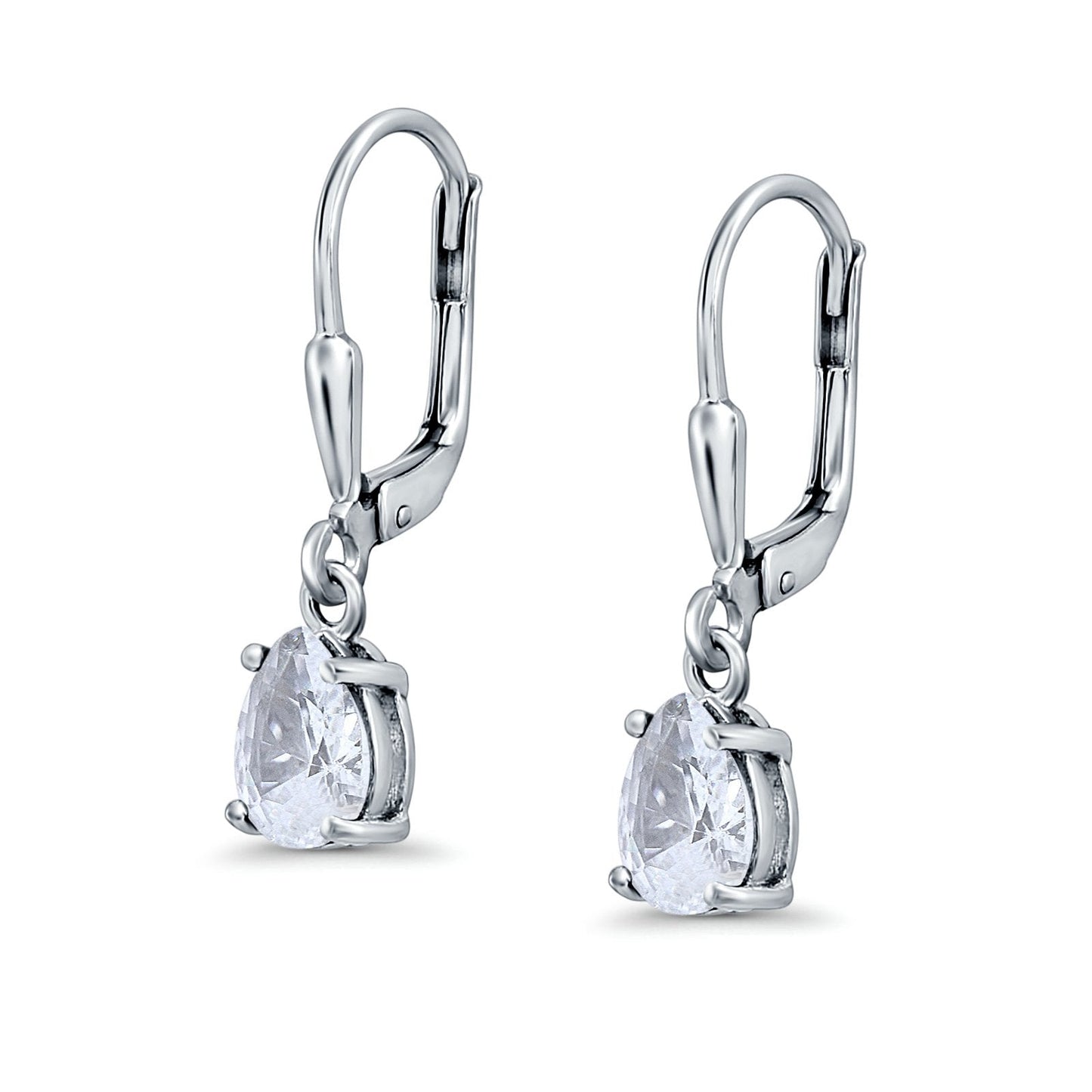 Teardrop Bridal Dangling Leverback Earrings Pear Simulated CZ