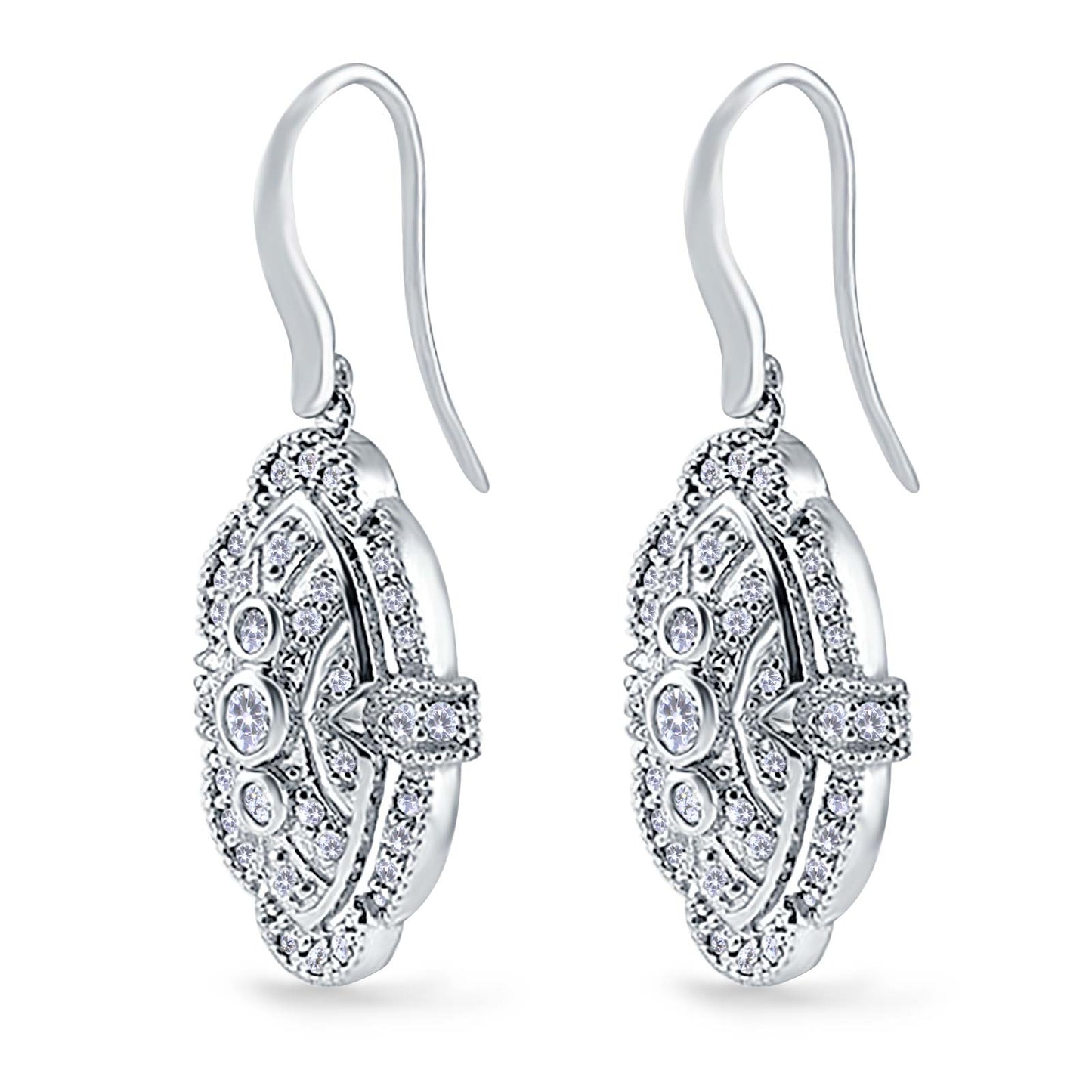 Drop Dangle Earrings Round Simulated Cubic Zirconia (18mm)