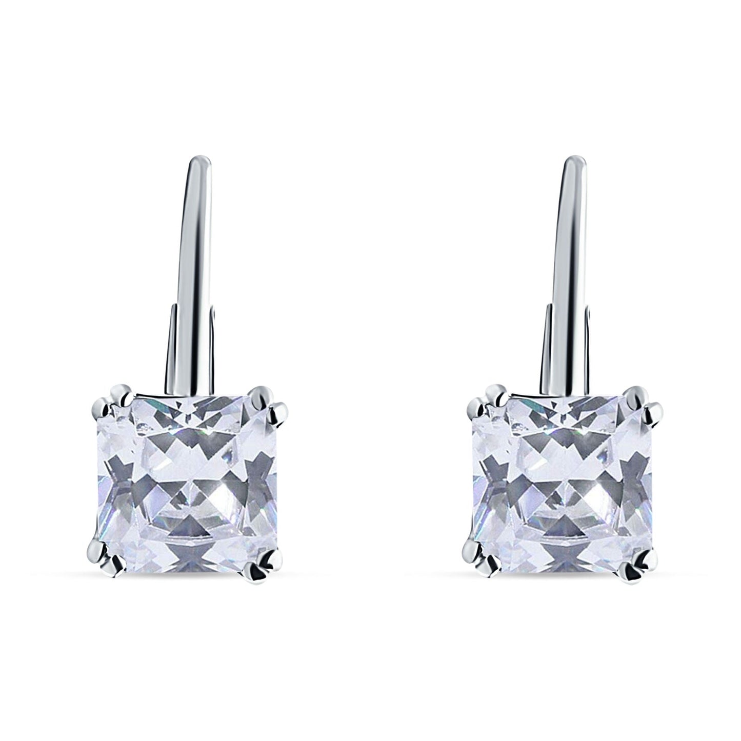 Cushion Leverback Earrings Cubic Zirconia