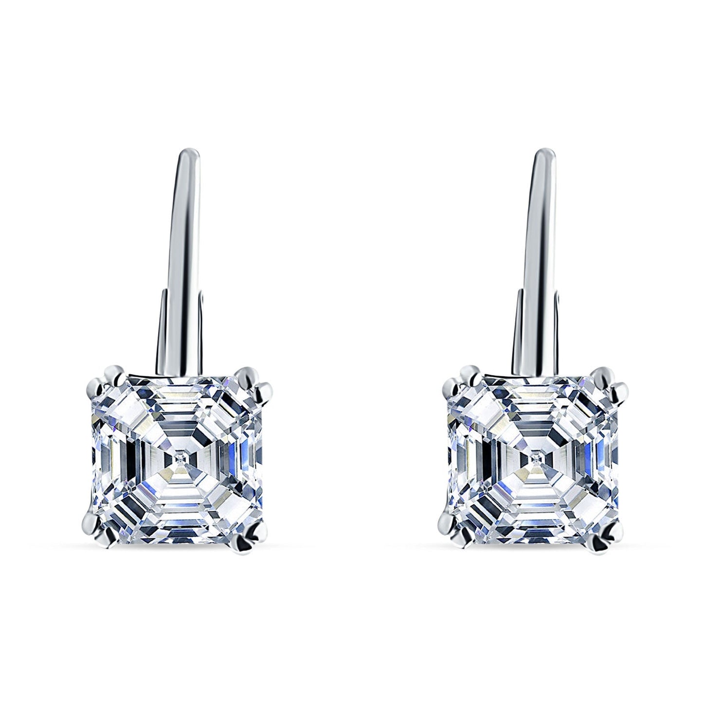 Asscher Leverback Earrings Cubic Zirconia