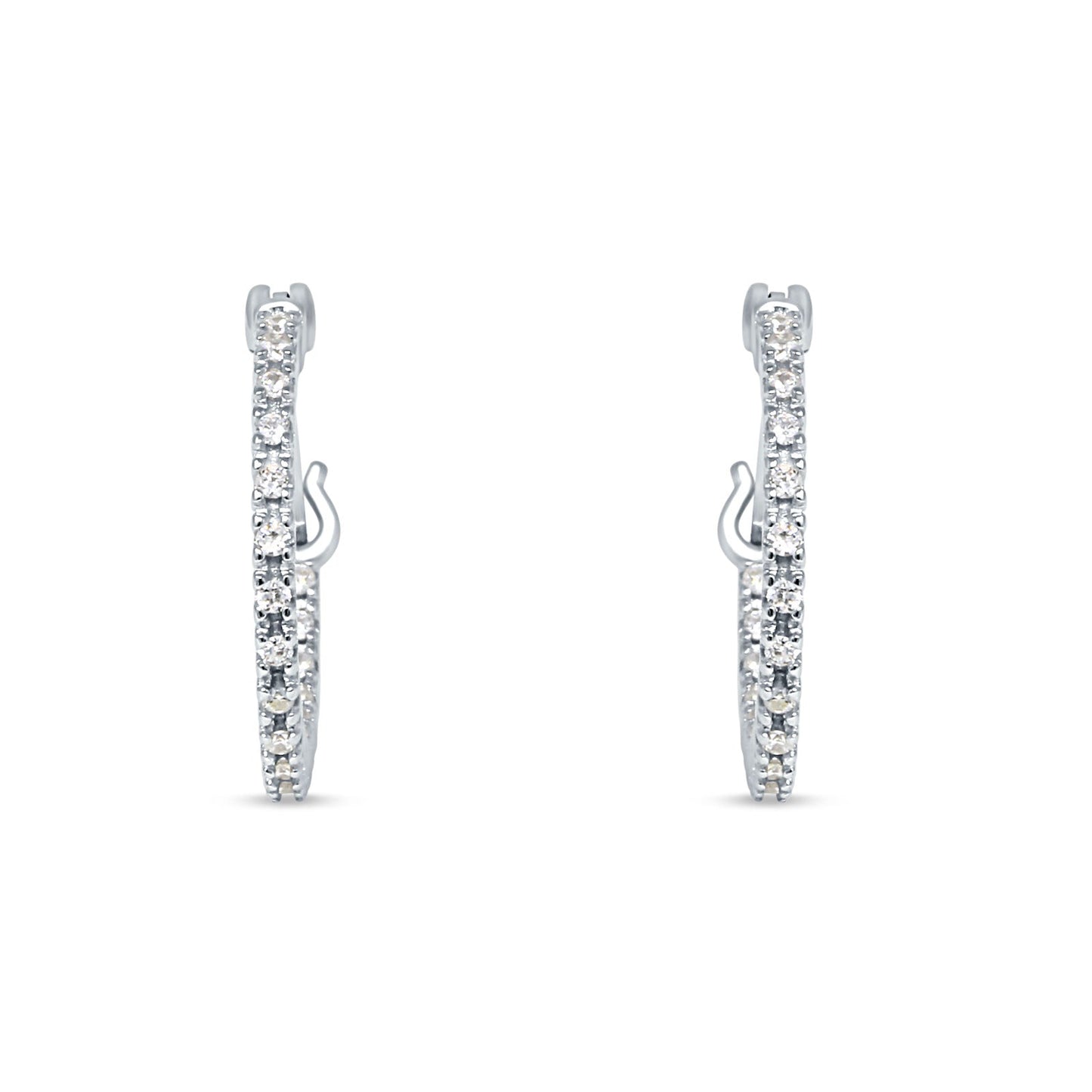 Round Cubic Zirconia Huggie Hoop Earrings