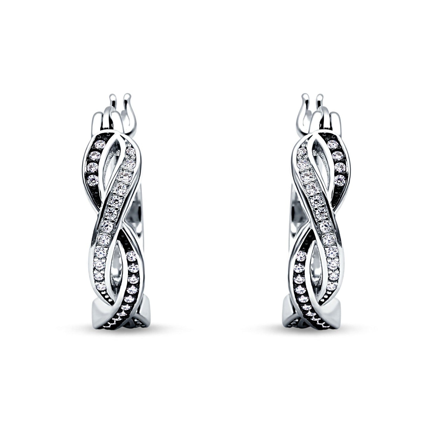 Twisted Infinity Huggie Hoop Earrings Cubic Zirconia