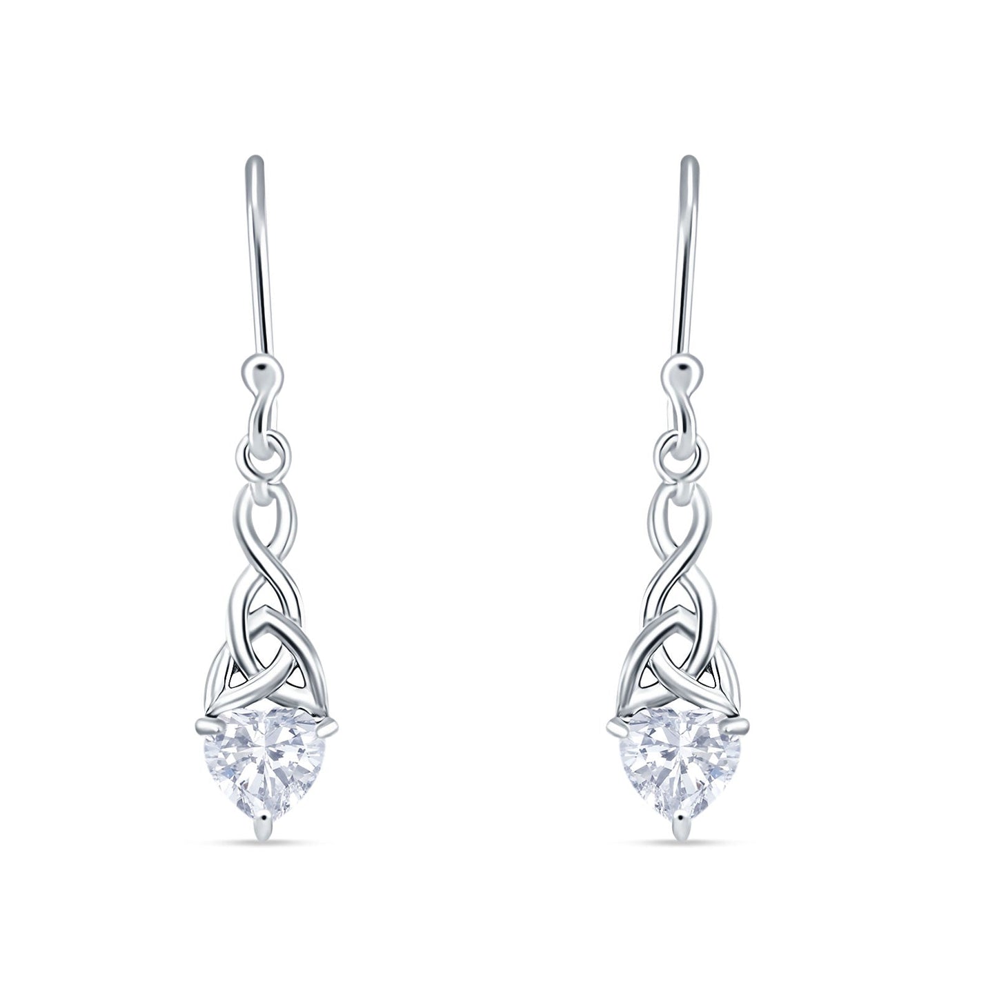 Celtic Trinity Heart Earrings Cubic Zirconia