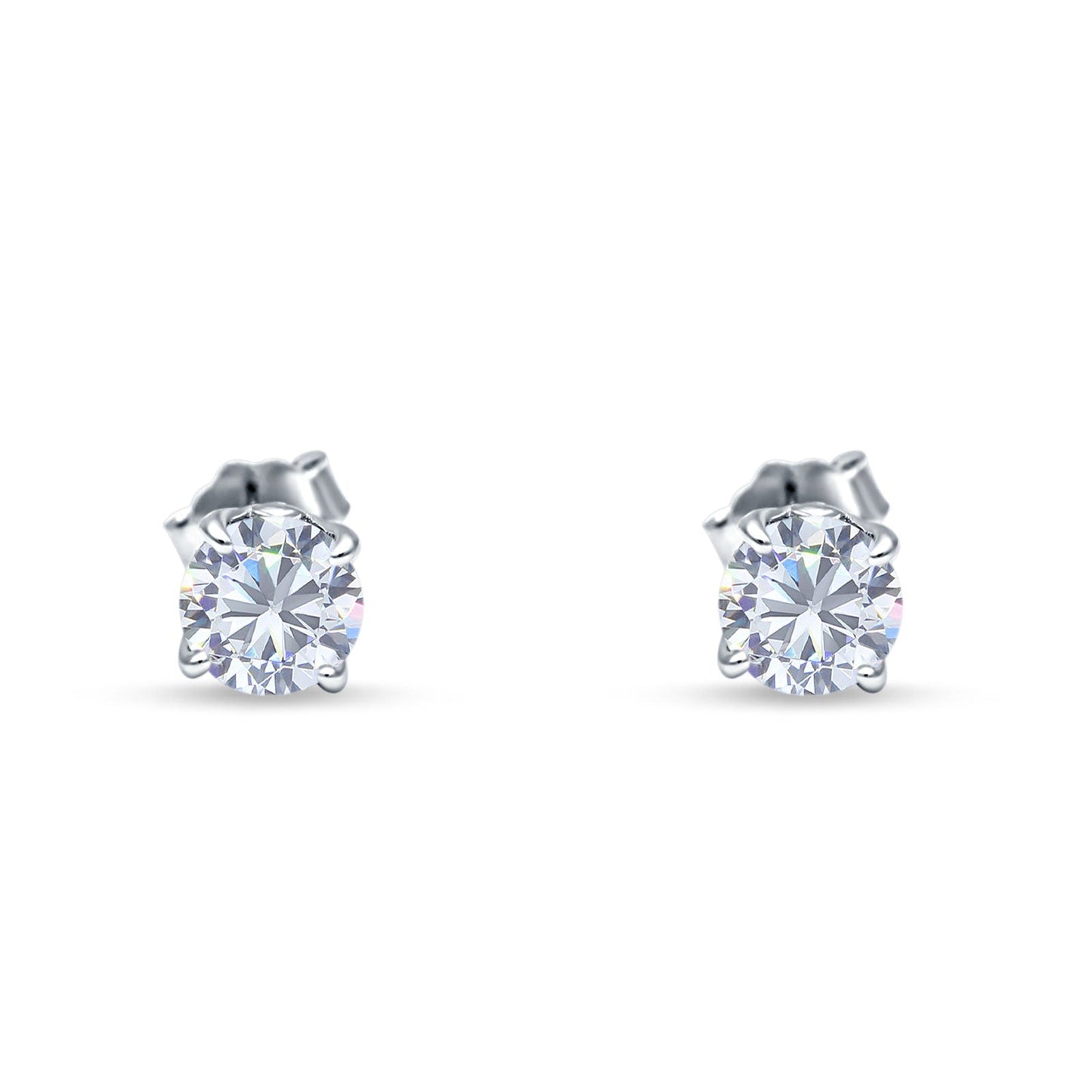 Round Hidden Halo Stud Earring Cubic Zirconia